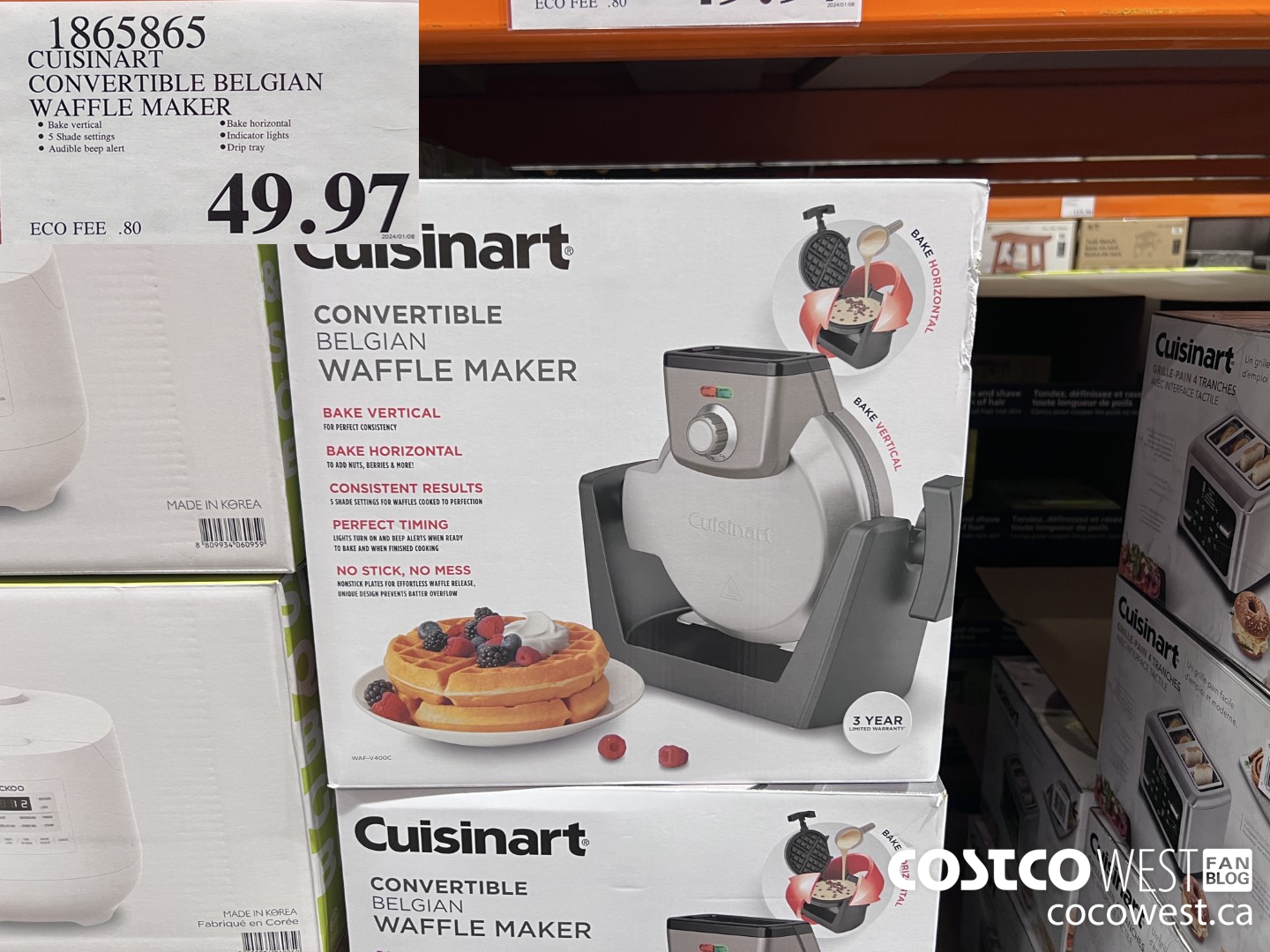 1865865 CUISINART CONVERTIBLE BELGIAN WAFFLE MAKER $49.97