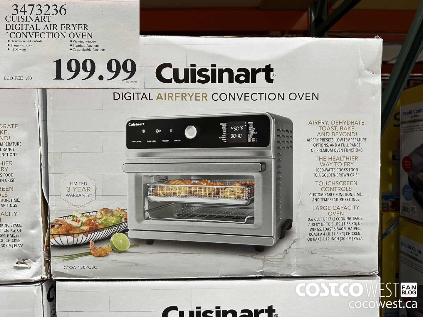 3473236 CUISINART COUNTERTOP OVEN TOUCHSCREEN W/AIR FRY $199.99