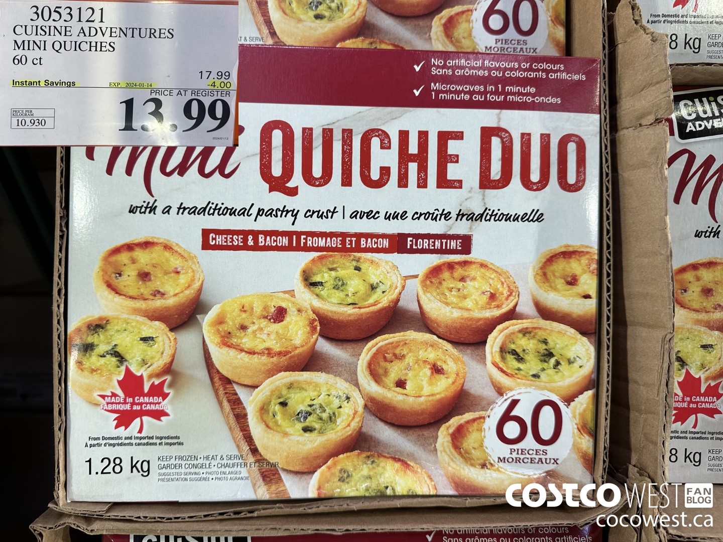 3053121 CUISINE ADVENTURES MINI QUICHES 60 CT ($4.00 INSTANT SAVINGS EXPIRES ON 2024-01-14) $13.99