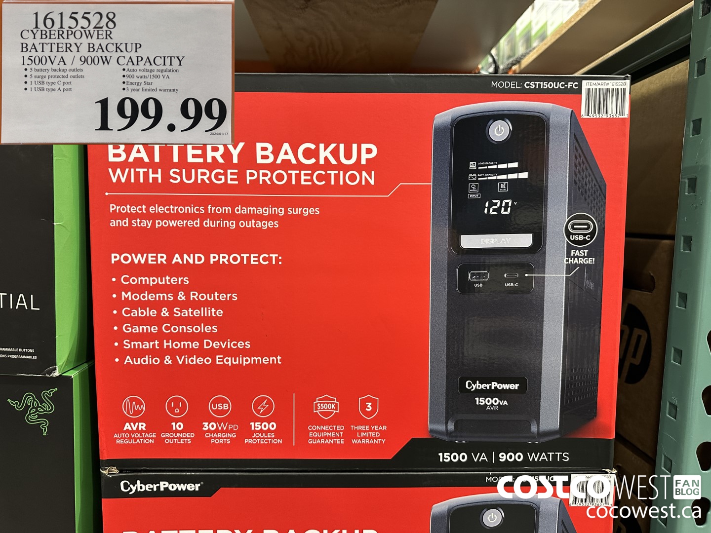 1615528 CYBERPOWER BATTERY BACKUP CST150UC $199.99
