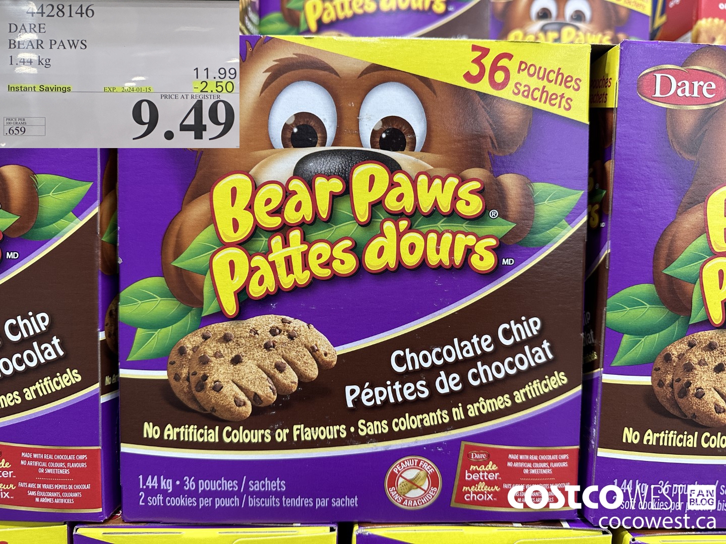 428146 DARE BEAR PAWS 1.44 KG ($2.50 INSTANT SAVINGS EXPIRES ON 2024-01-15) $9.49