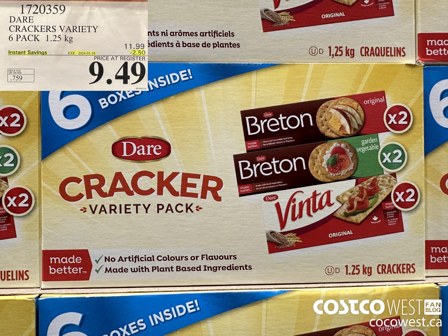 1720359 DARE CRACKERS VARIETY 6 PACK 1.25 KG ($2.50 INSTANT SAVINGS EXPIRES ON 2024-01-14) $9.49