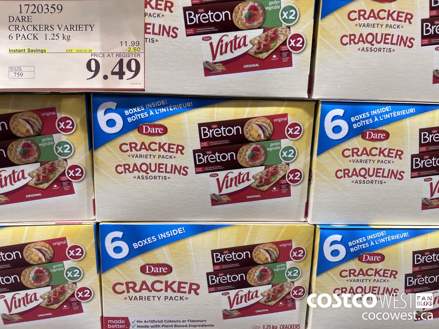 1720359 DARE CRACKERS VARIETY 6 PACK 1.25 KG ($2.50 INSTANT SAVINGS EXPIRES ON 2024-01-26) $9.49