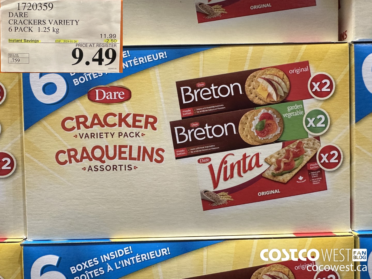 1720359 DARE CRACKERS VARIETY 6 PACK 1.25 KG ($2.50 INSTANT SAVINGS EXPIRES ON 2024-01-26) $9.49