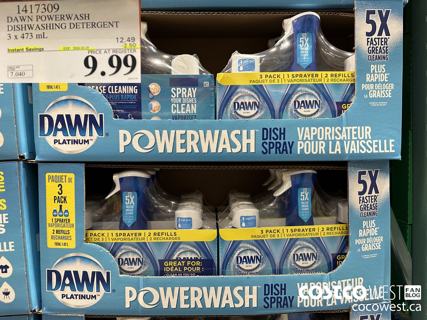 1417309 DAWN POWERWASH DISHWASHING DETERGENT 3 x 473 mL ($2.50 INSTANT SAVINGS EXPIRES ON 2024-02-25) $9.99