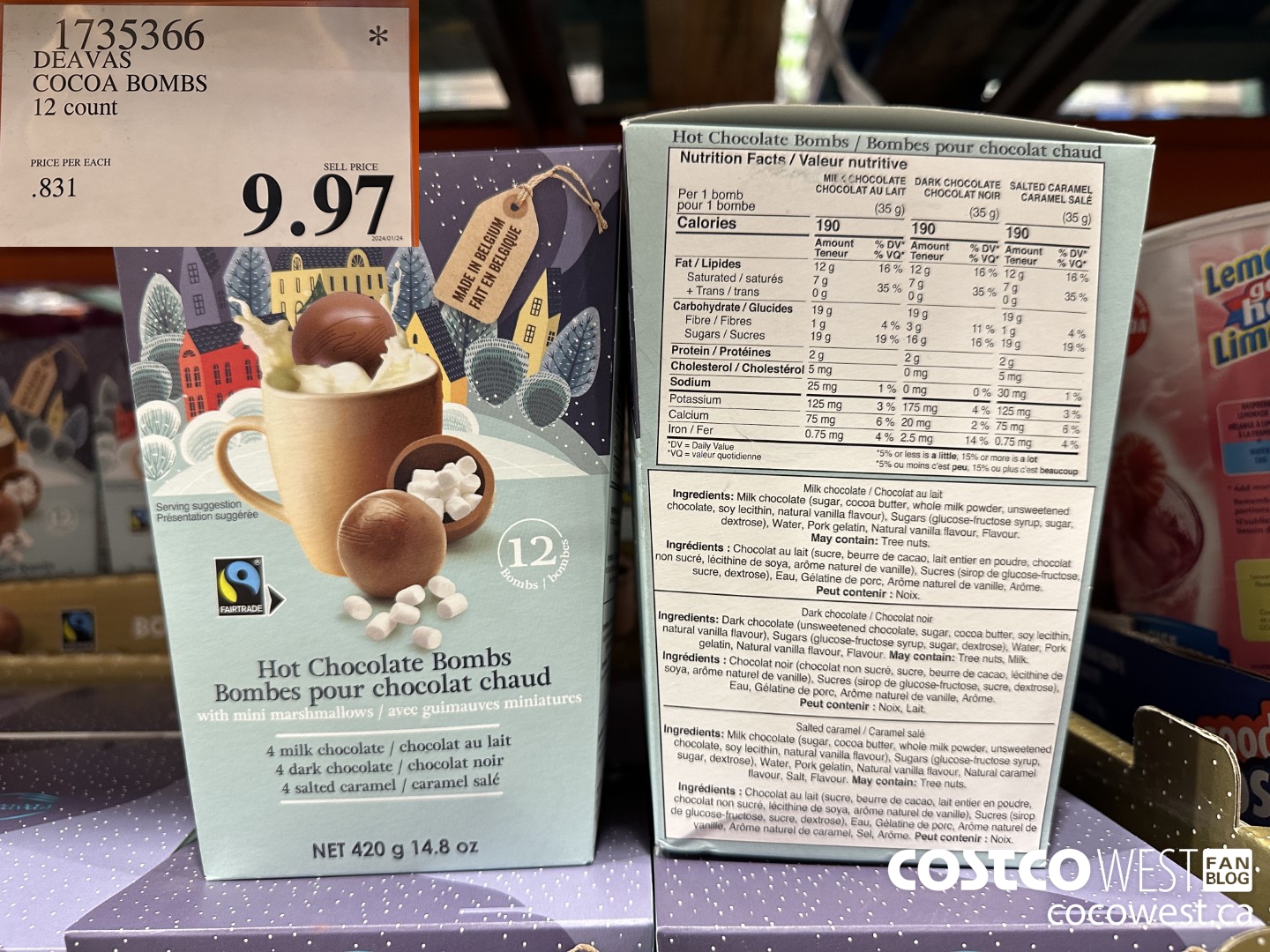 1735366 DEAVAS COCOA BOMBS 12 COUNT $9.97