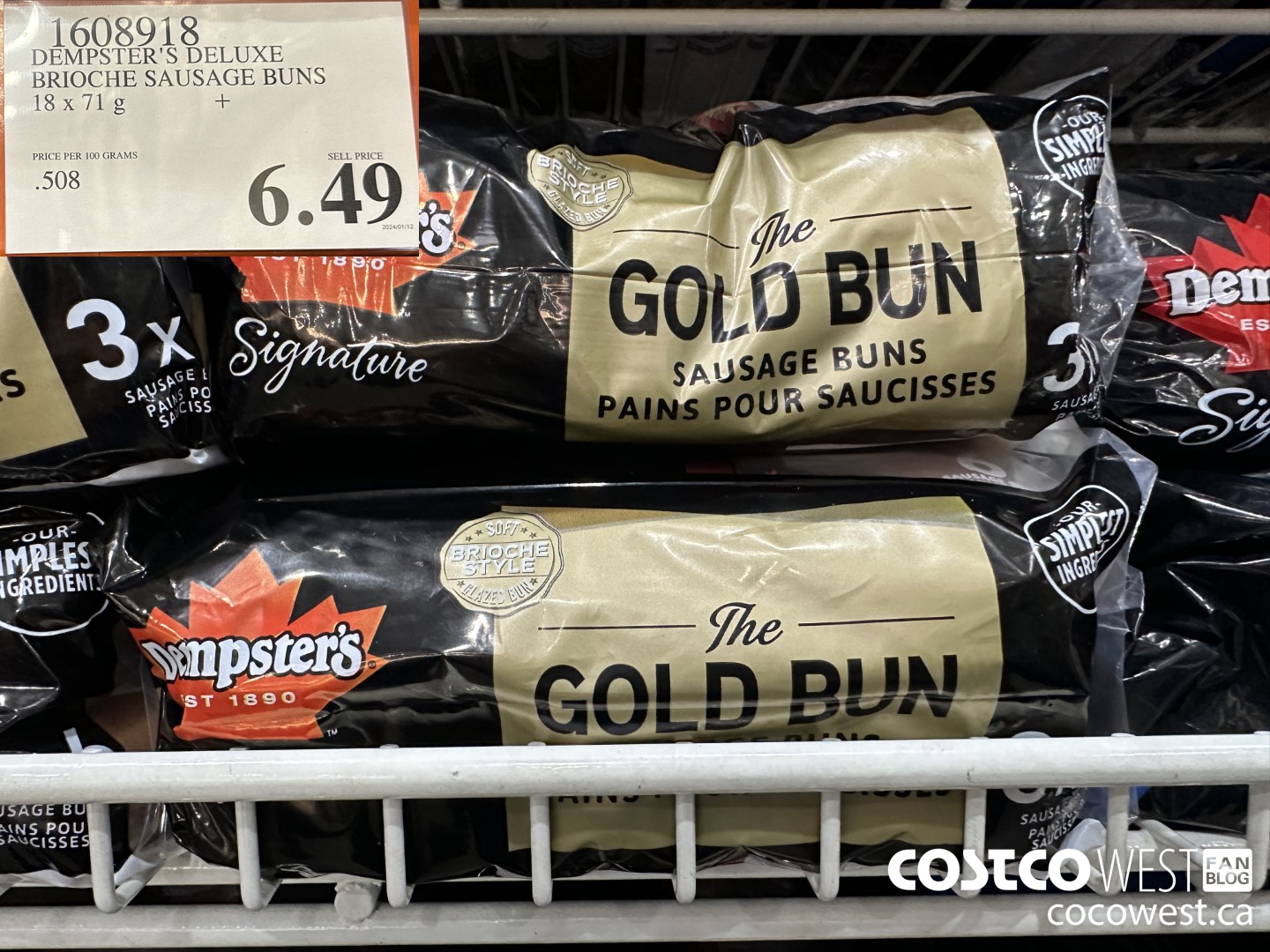 1608918 DEMPSTER'S DELUXE BRIOCHE SAUSAGE BUNS 18 X 71 G $6.49