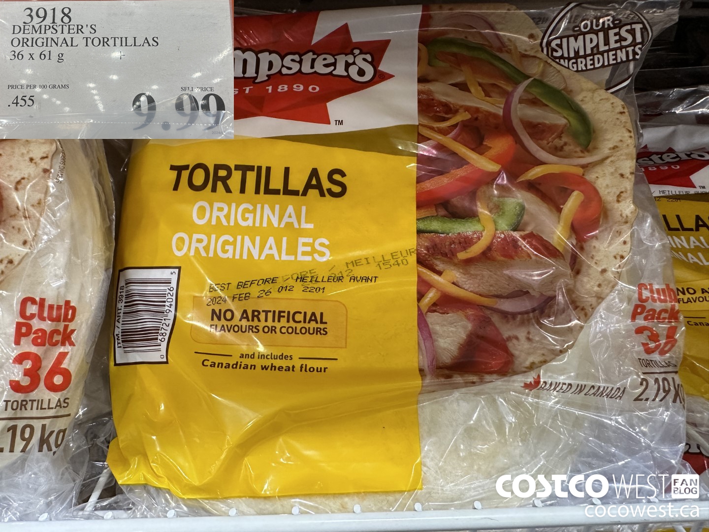 3918 DEMPSTER'S ORIGINAL TORTILLAS 36 X 61 G $9.99