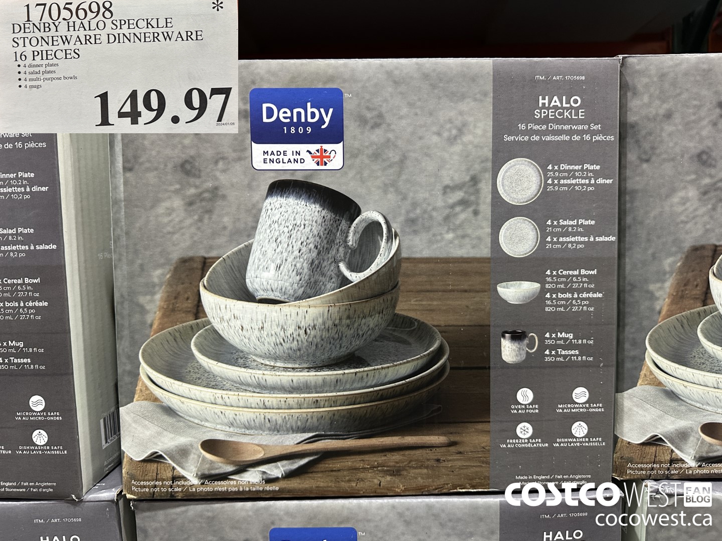 1705698 DENBY HALO SPECKLE STONEWARE DINNERWARE 16 PIECE $149.97