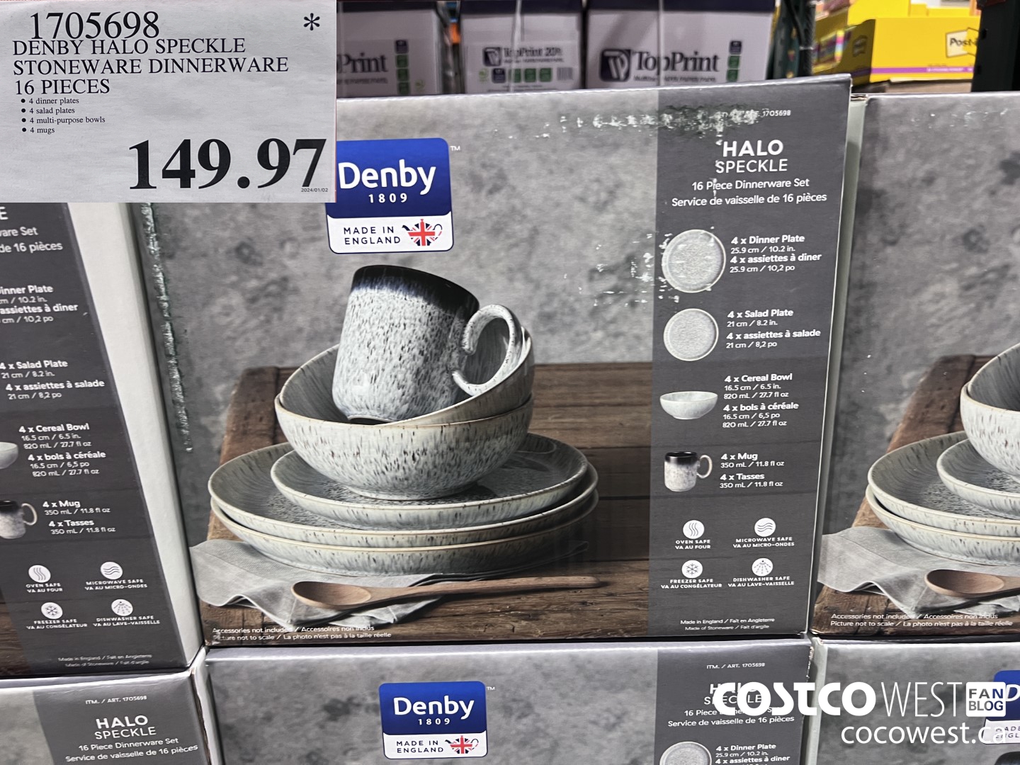 1705698 DENBY HALO SPECKLE STONEWARE DINNERWARE 16 PIECE $149.97