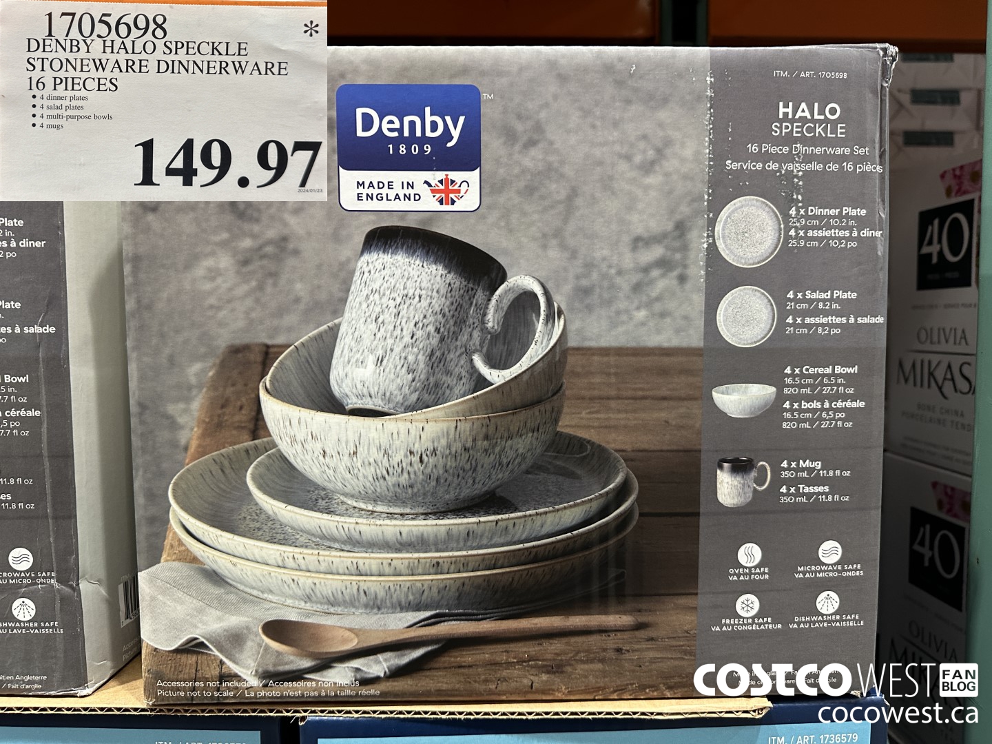 1705698 DENBY HALO SPECKLE STONEWARE DINNERWARE 16 PIECE $149.97