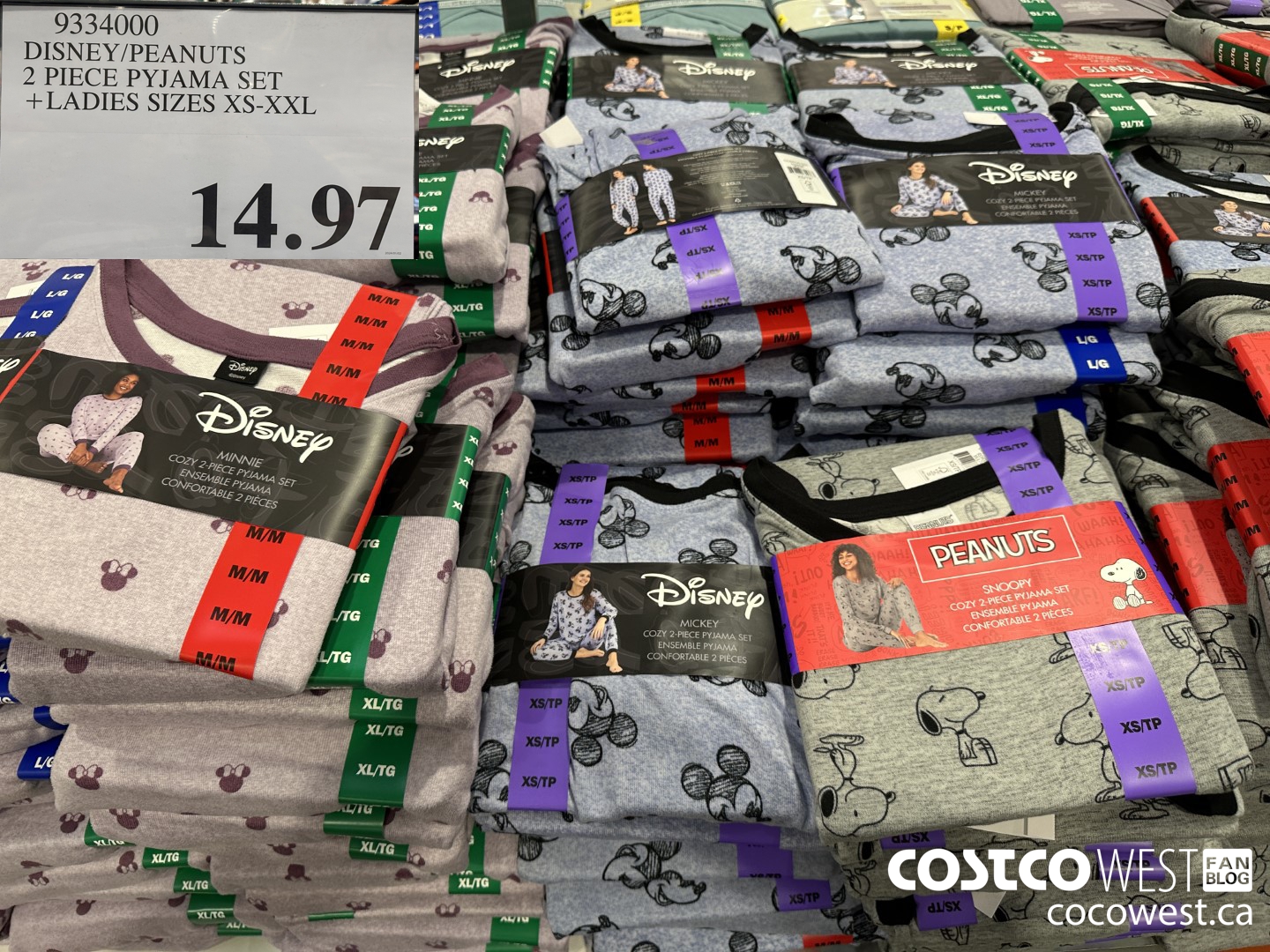 9334000 DISNEY/PEANUTS 2 PIECE PYJAMA SET LADIES SIZES XS-XXL $14.97