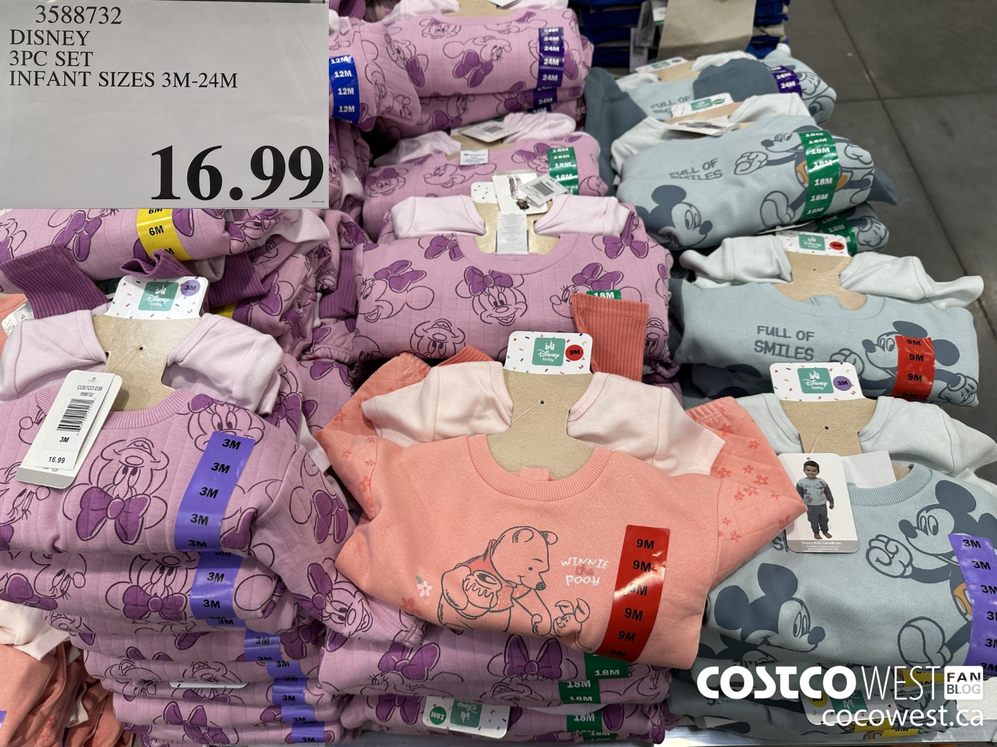 3588732 DISNEY 3PC SET INFANT SIZES 3M-24M $16.99