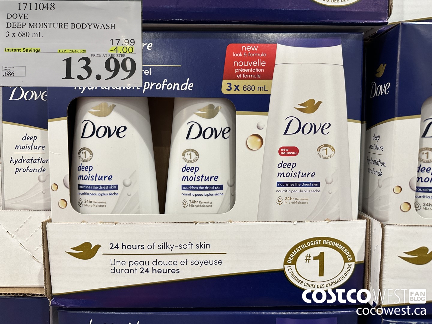 1711048 DOVE DEEP MOISTURE BODYWASH 3 X 680 ML ($4.00 INSTANT SAVINGS EXPIRES ON 2024-01-28) $13.99