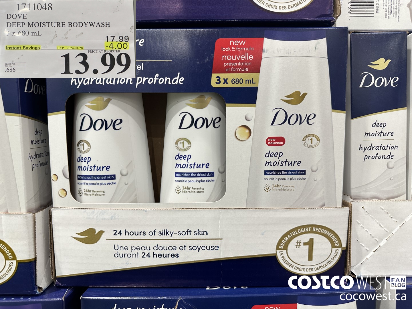 1711048 DOVE DEEP MOISTURE BODYWASH 3 X 680 ML ($4.00 INSTANT SAVINGS EXPIRES ON 2024-01-28) $13.99