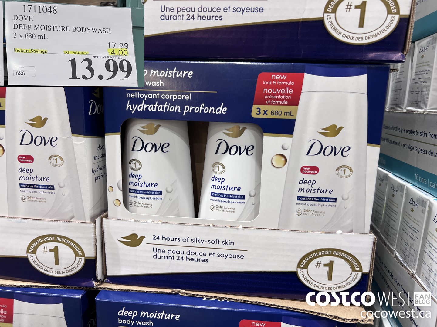 1711048 DOVE DEEP MOISTURE BODYWASH 3 X 680 ML ($4.00 INSTANT SAVINGS EXPIRES ON 2024-01-28) $13.99
