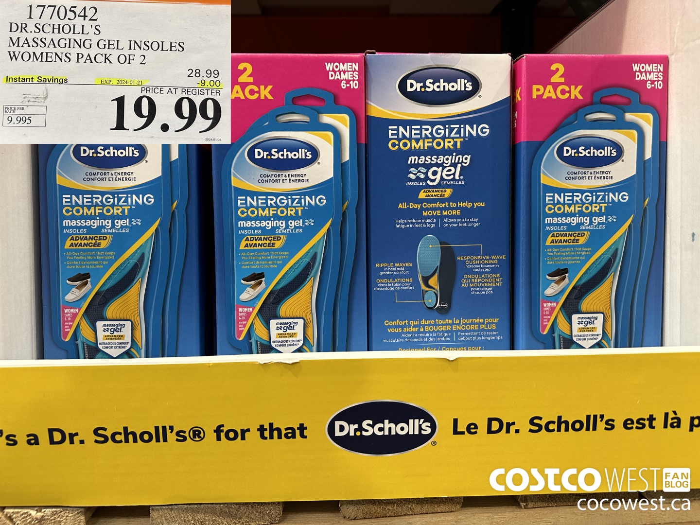 1770542 DR. SCHOLL'S MASSAGING GEL INSOLES WOMENS PACK OF 2 ($9.00 INSTANT SAVINGS EXPIRES ON 2024-01-21) $19.99