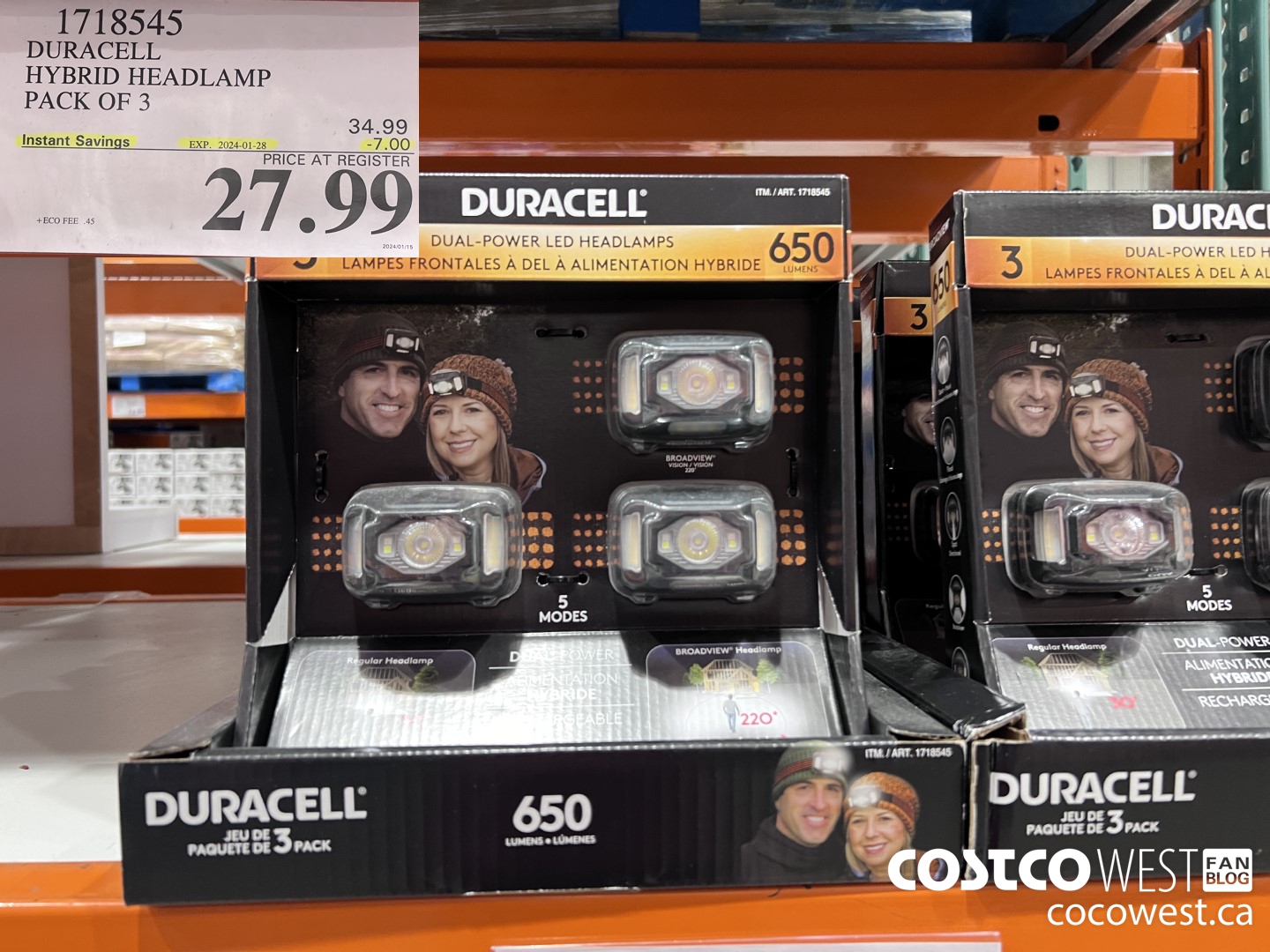 1718545 DURACELL HYBRID HEADLAMP PACK OF 3 ($7.00 INSTANT SAVINGS EXPIRES ON 2024-01-28) $27.99