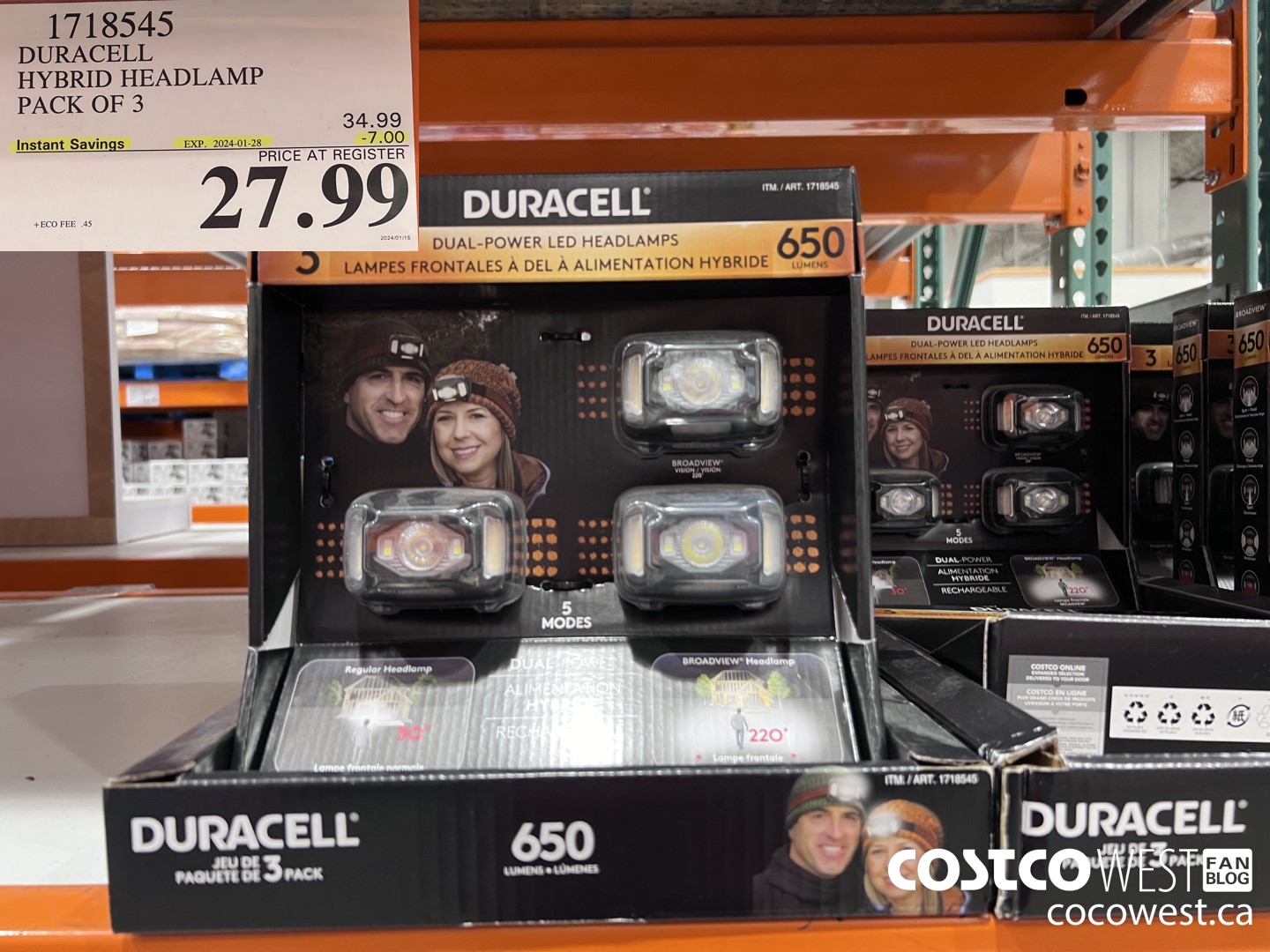 1718545 DURACELL HYBRID HEADLAMP PACK OF 3 ($7.00 INSTANT SAVINGS EXPIRES ON 2024-01-28) $27.99