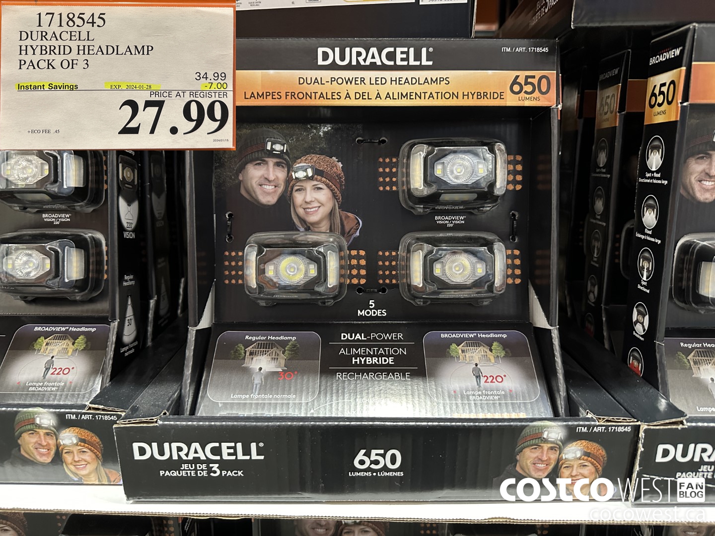 1718545 DURACELL HYBRID HEADLAMP PACK OF 3 ($7.00 INSTANT SAVINGS EXPIRES ON 2024-01-28) $27.99