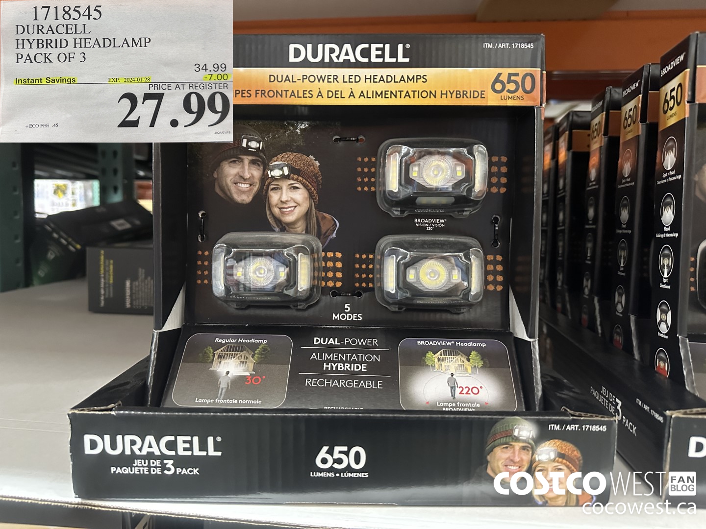 1718545 DURACELL HYBRID HEADLAMP PACK OF 3 ($7.00 INSTANT SAVINGS EXPIRES ON 2024-01-28) $27.99