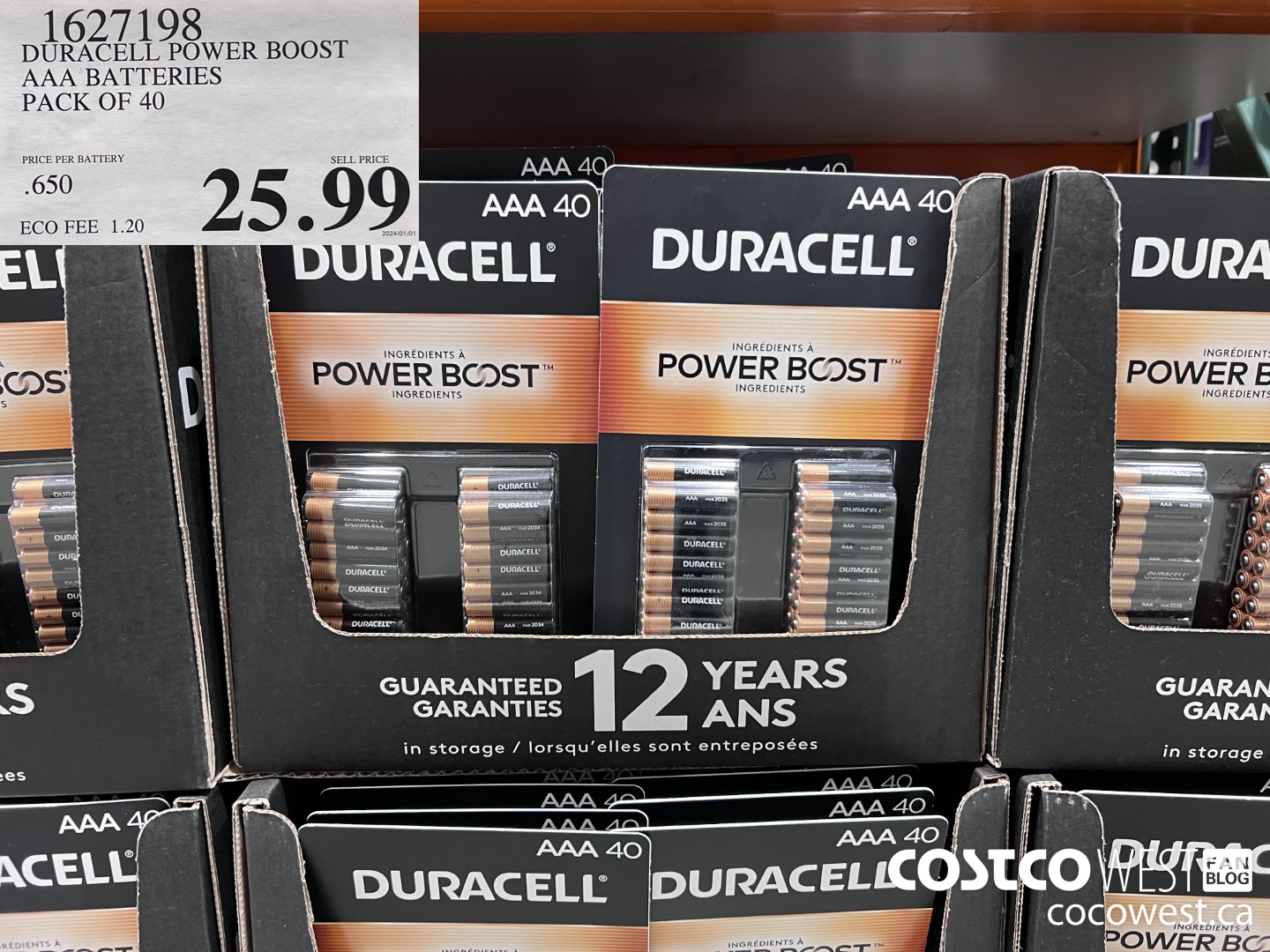 1627198 DURACELL POWER BOOST AAA BATTERIES PACK OF 40 $25.99