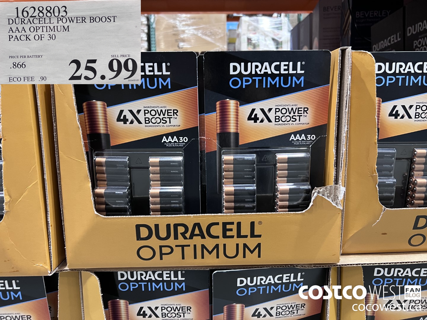 1628803 DURACELL POWER BOOST AAA OPTIMUM PACK OF 30 $25.99