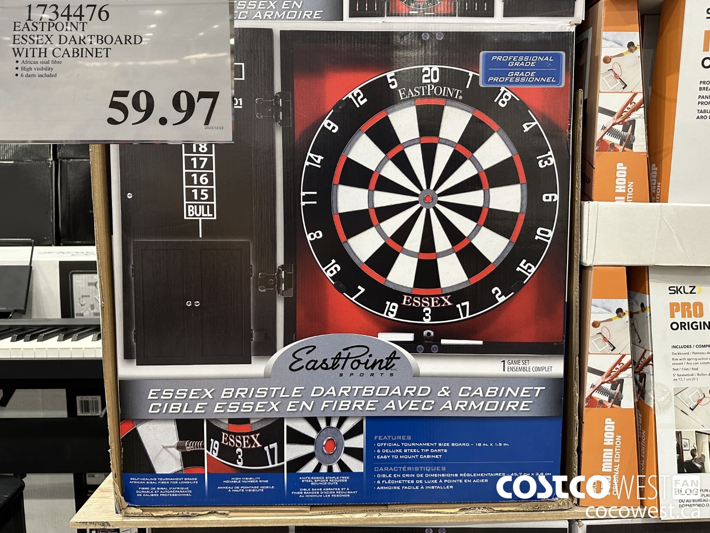 1734476 EASTPOINT ESSEX DARTBOARD WITH CABINET $59.97