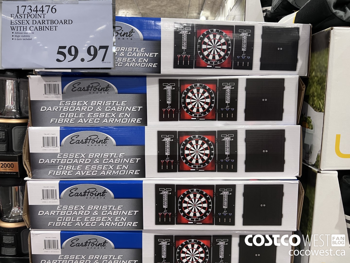 1734476 EASTPOINT ESSEX DARTBOARD WITH CABINET $59.97