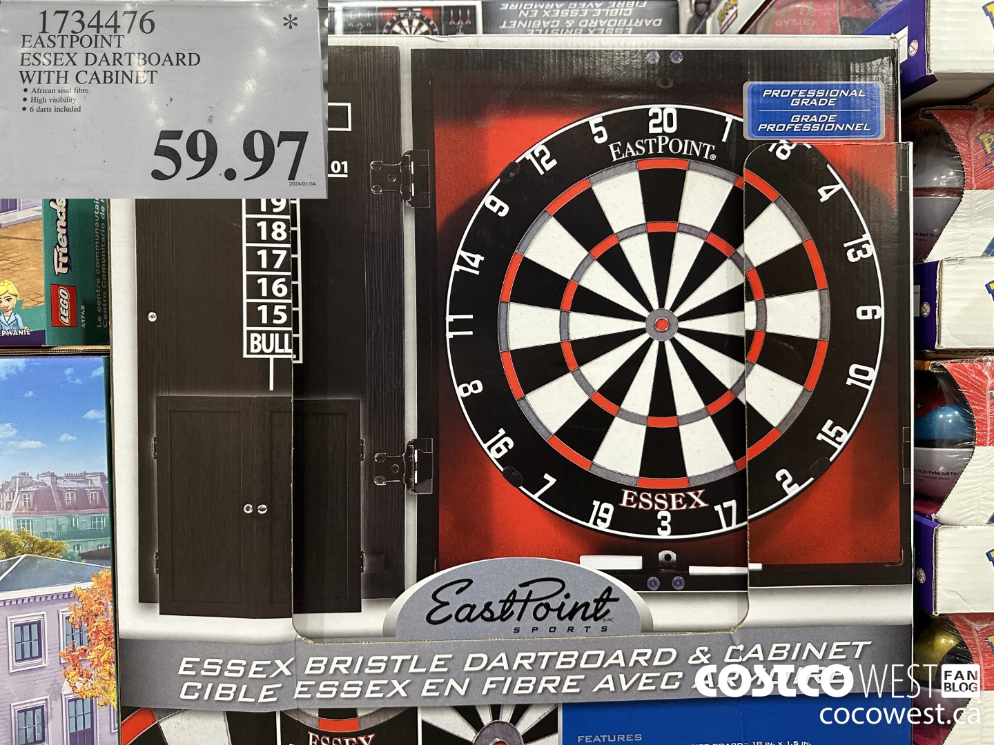 1734476 EASTPOINT ESSEX DARTBOARD WITH CABINET $59.97