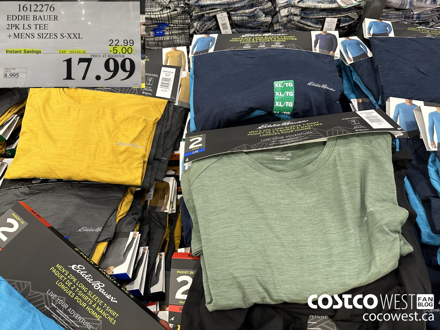 1612276 EDDIE BAUER 2PK LS TEE MENS SIZES S-XXL ($5.00 INSTANT SAVINGS EXPIRES ON 2024-01-28) $17.99