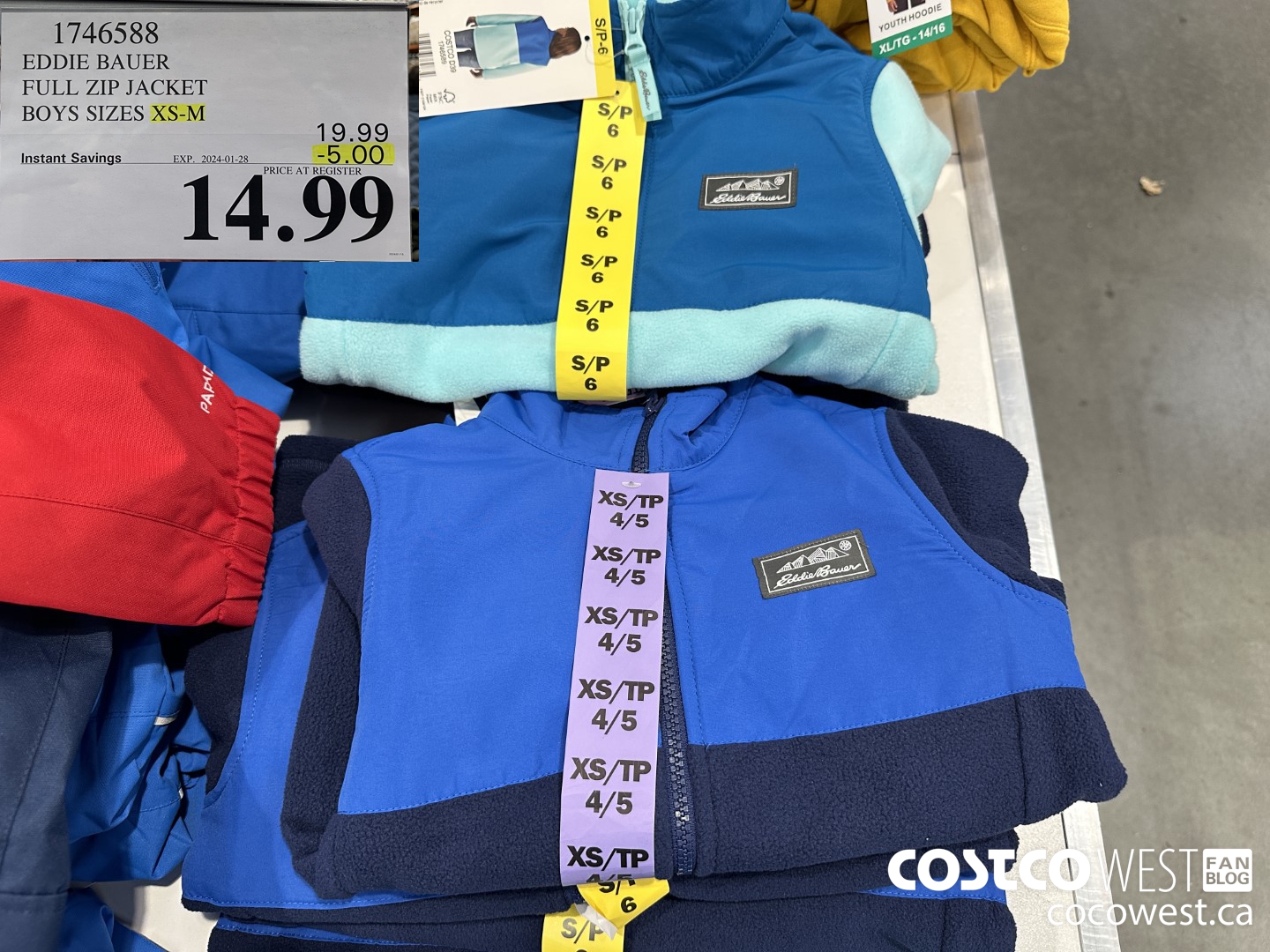 1746588 EDDIE BAUER FULL ZIP JACKET BOYS SIZES XS-M  ($5.00 INSTANT SAVINGS EXPIRES ON 2024-01-28) $14.99