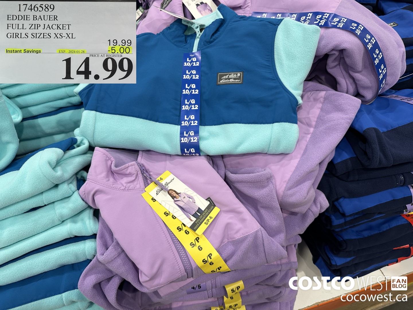 1746589 EDDIE BAUER FULL ZIP JACKET GIRLS SIZES XS-XL  ($5.00 INSTANT SAVINGS EXPIRES ON 2024-01-28) $14.99