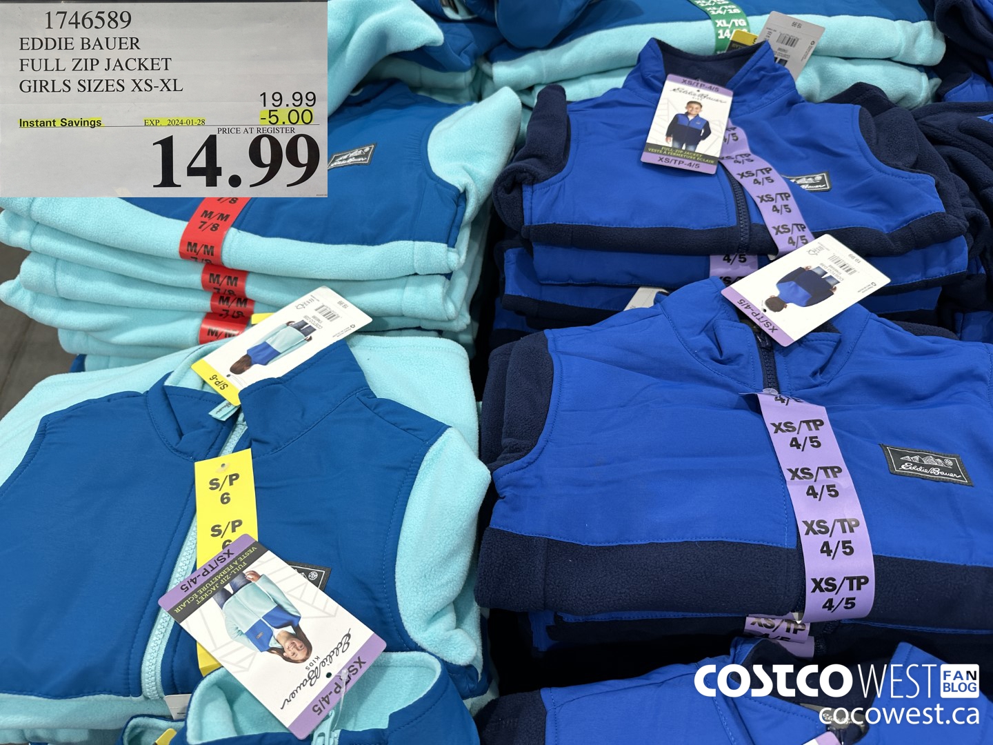 1746589 EDDIE BAUER FULL ZIP JACKET GIRLS SIZES XS-XL  ($5.00 INSTANT SAVINGS EXPIRES ON 2024-01-28) $14.99