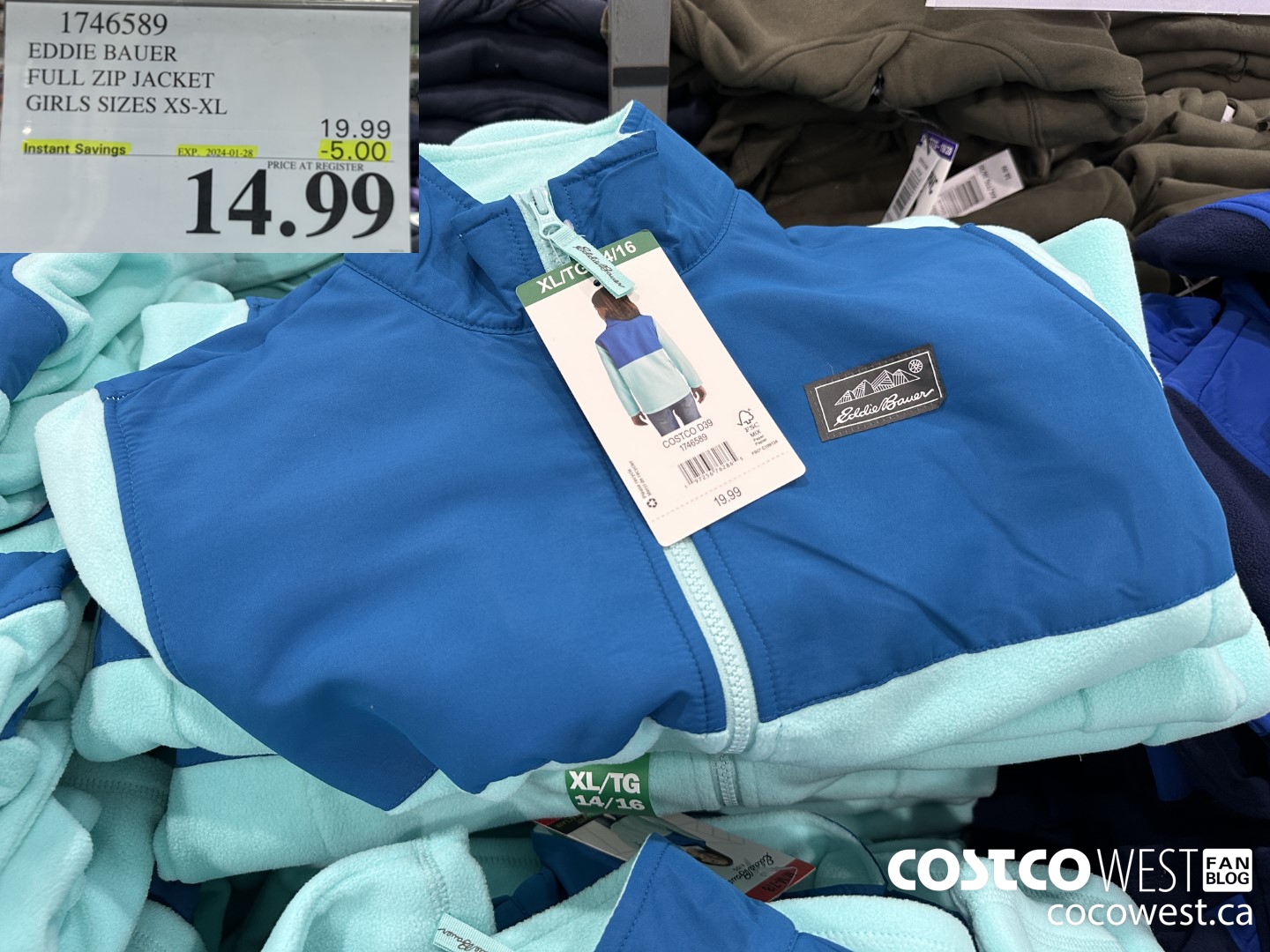 1746589 EDDIE BAUER FULL ZIP JACKET GIRLS SIZES XS-XL  ($5.00 INSTANT SAVINGS EXPIRES ON 2024-01-28) $14.99