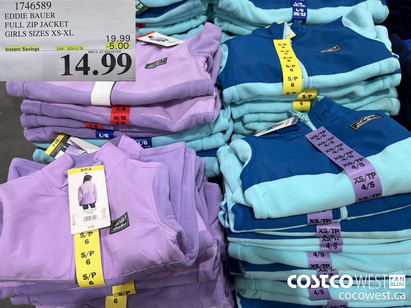 1746589 EDDIE BAUER FULL ZIP JACKET GIRLS SIZES XS-XL  ($5.00 INSTANT SAVINGS EXPIRES ON 2024-01-28) $14.99