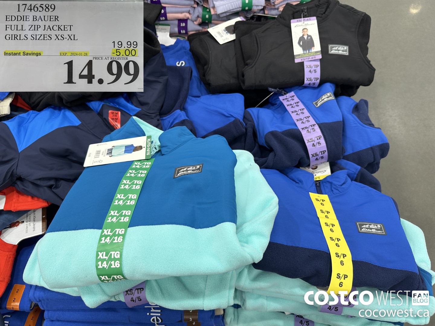 1746589 EDDIE BAUER FULL ZIP JACKET GIRLS SIZES XS-XL  ($5.00 INSTANT SAVINGS EXPIRES ON 2024-01-28) $14.99