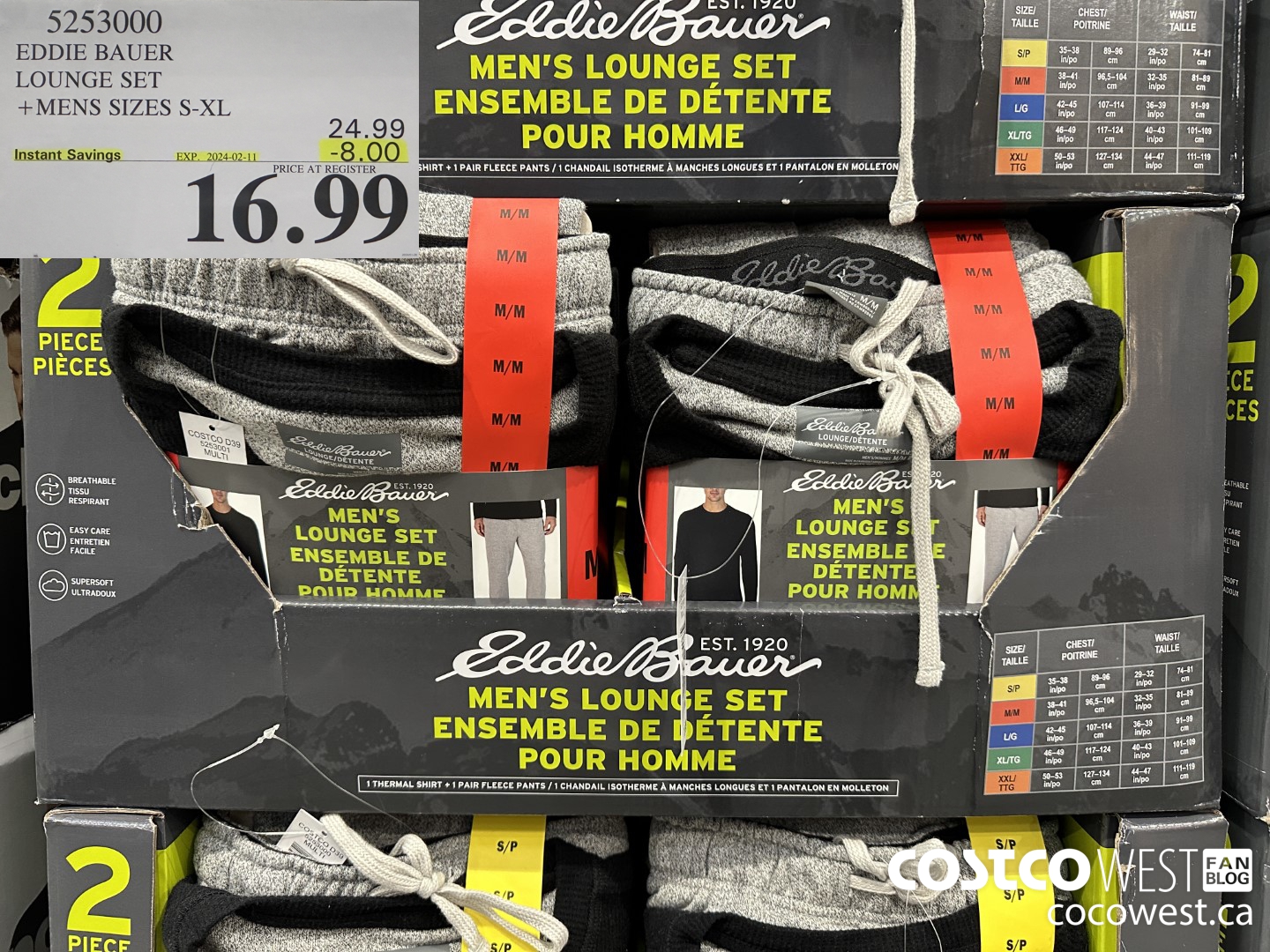 5253000 EDDIE BAUER LOUNGE SET MENS SIZES S-XXL ($8.00 INSTANT SAVINGS EXPIRES ON 2024-02-11) $16.99