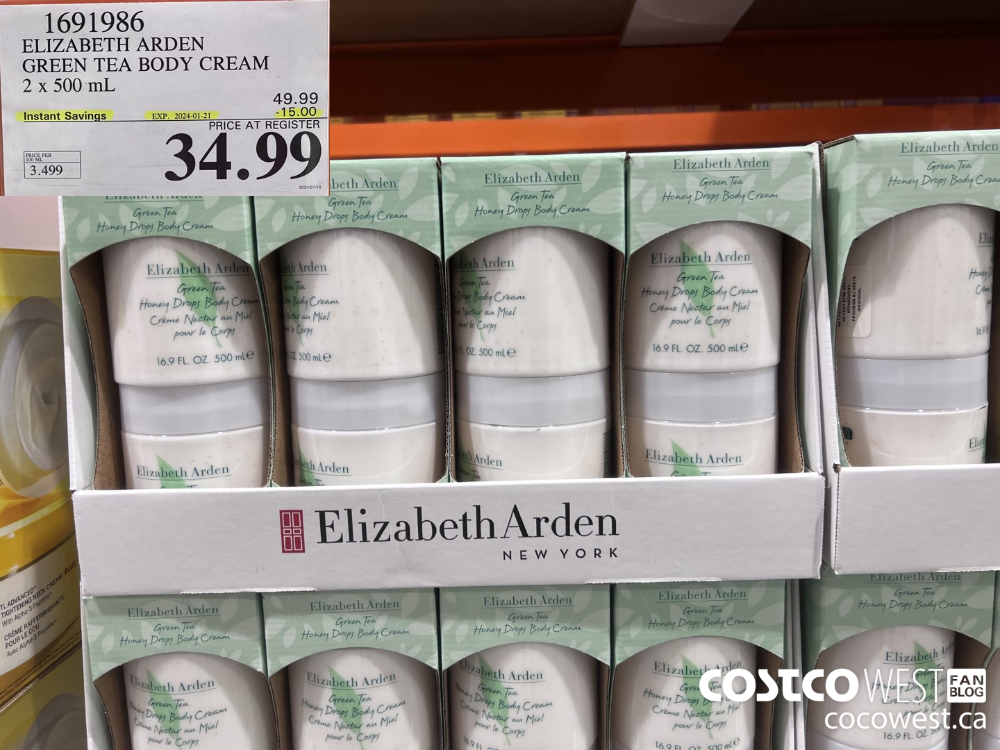 1691986 ELIZABETH ARDEN GREEN TEA BODY CREAM 2 X 500 ML ($15.00 INSTANT SAVINGS EXPIRES ON 2024-01-21) $34.99