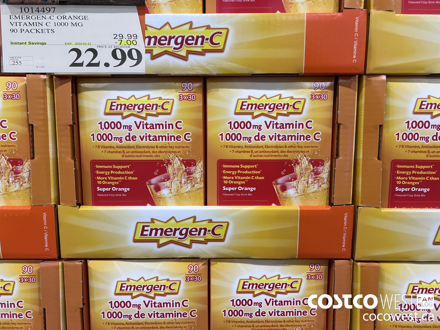 1014497 EMERGEN-C ORANGE VITAMIN C 1000 MG 90 PACKETS ($7.00 INSTANT SAVINGS EXPIRES ON 2024-01-21) $22.99