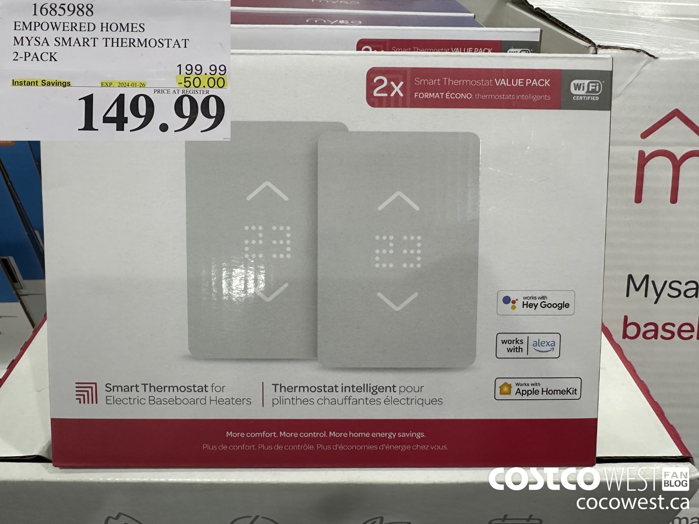1685988 EMPOWERED HOMES MYSA SMART THERMOSTAT 2-PACK ($50.00 INSTANT SAVINGS EXPIRES ON 2024-01-26) $149.99