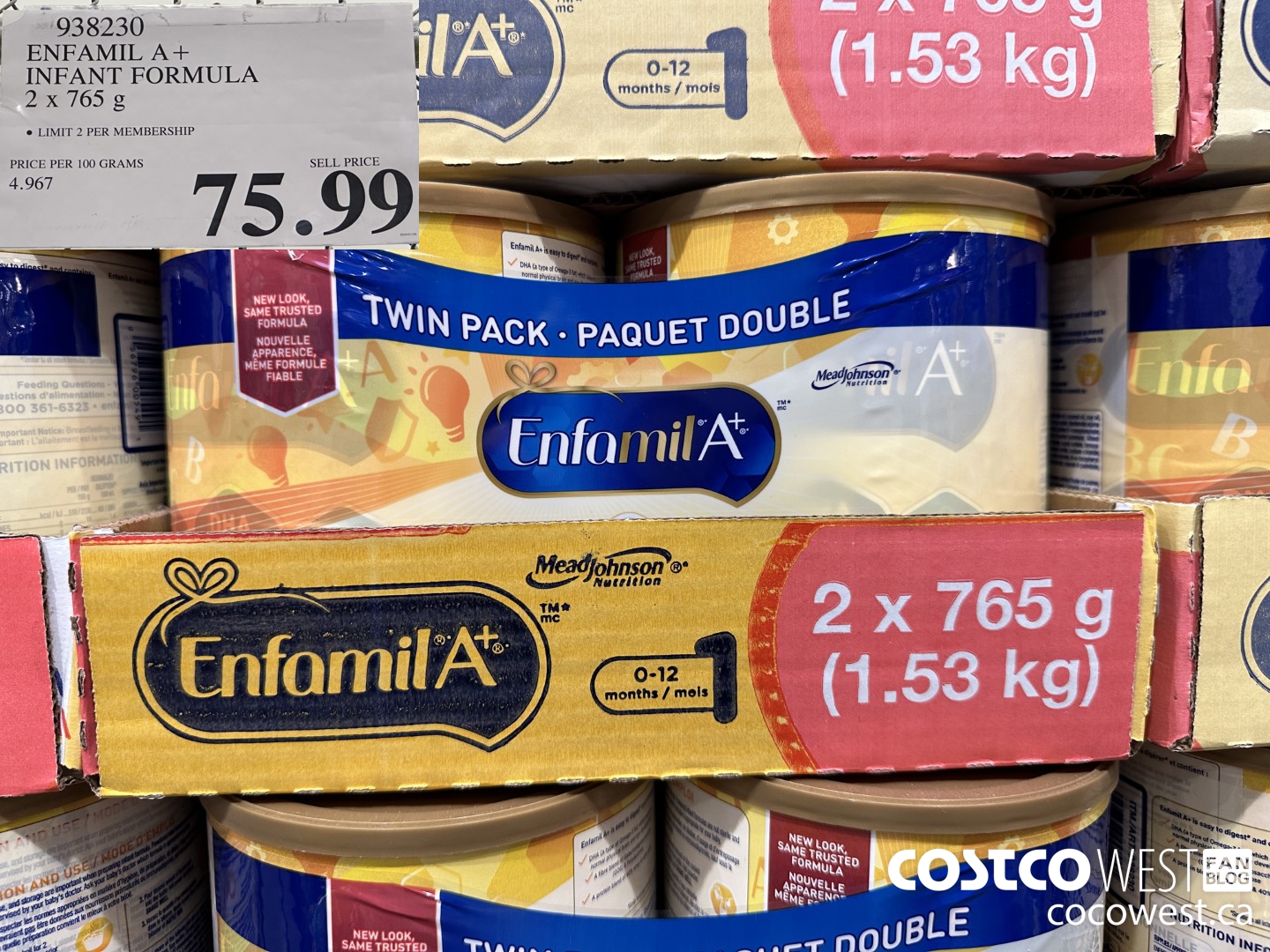 938230 ENFAMIL A+ INFANT FORMULA 2 X 765 G $75.99