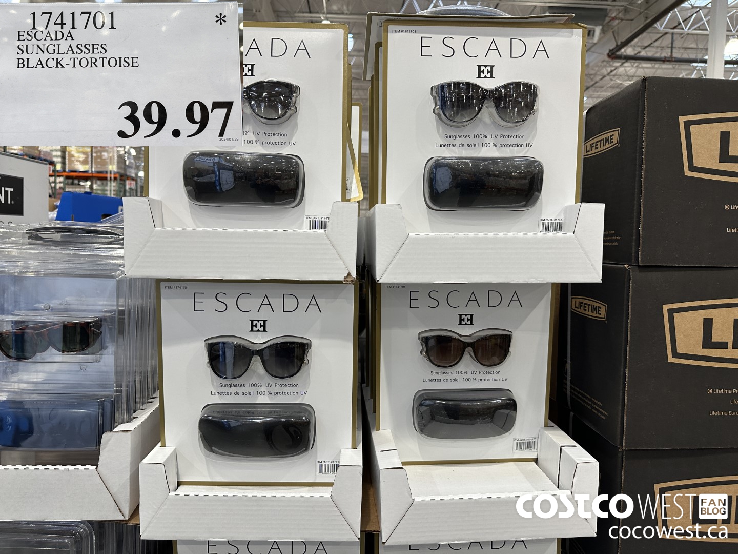1741701 ESCADA SUNGLASSES BLACK-TURQUOISE $39.97