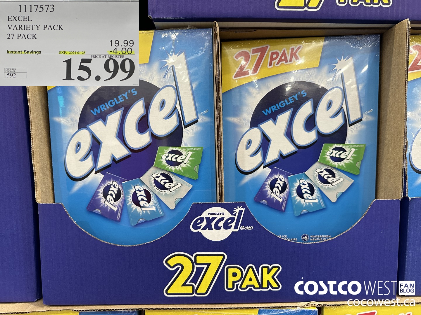 1117573 EXCEL VARIETY PACK 27 PACK ($4.00 INSTANT SAVINGS EXPIRES ON 2024-01-28) $15.99