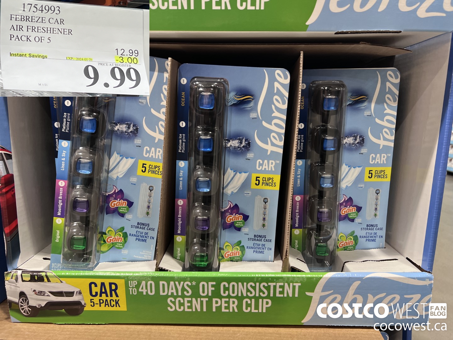 1754993 FEBREEZE CAR AIR FRESHENER PACK OF 5 ($3.00 INSTANT SAVINGS EXPIRES ON 2024-01-21) $9.99