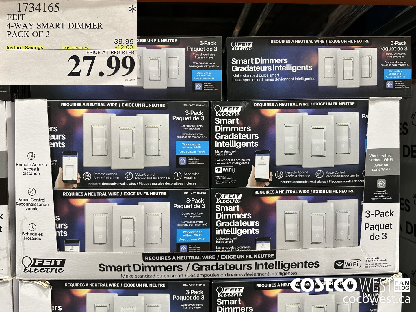 1734165 FEIT SMART DIMMER 3PK ($12.00 INSTANT SAVINGS EXPIRES ON 2024-01-26) $27.99