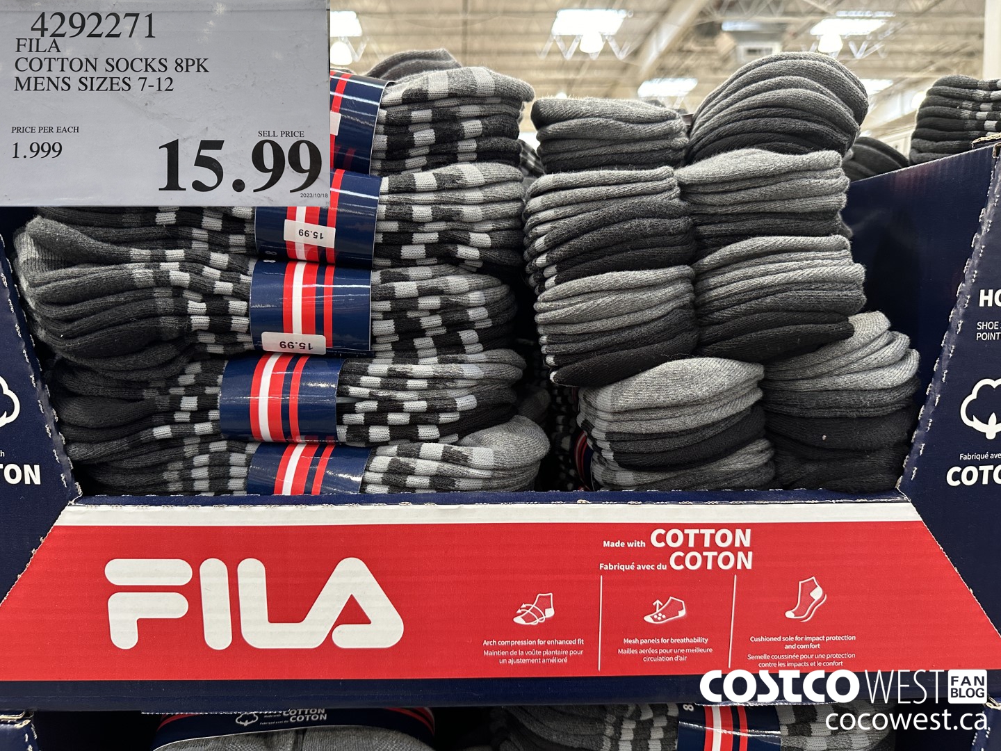 4292271 FILA COTTON SOCK 8PK MENS SIZES 7-12 $15.99