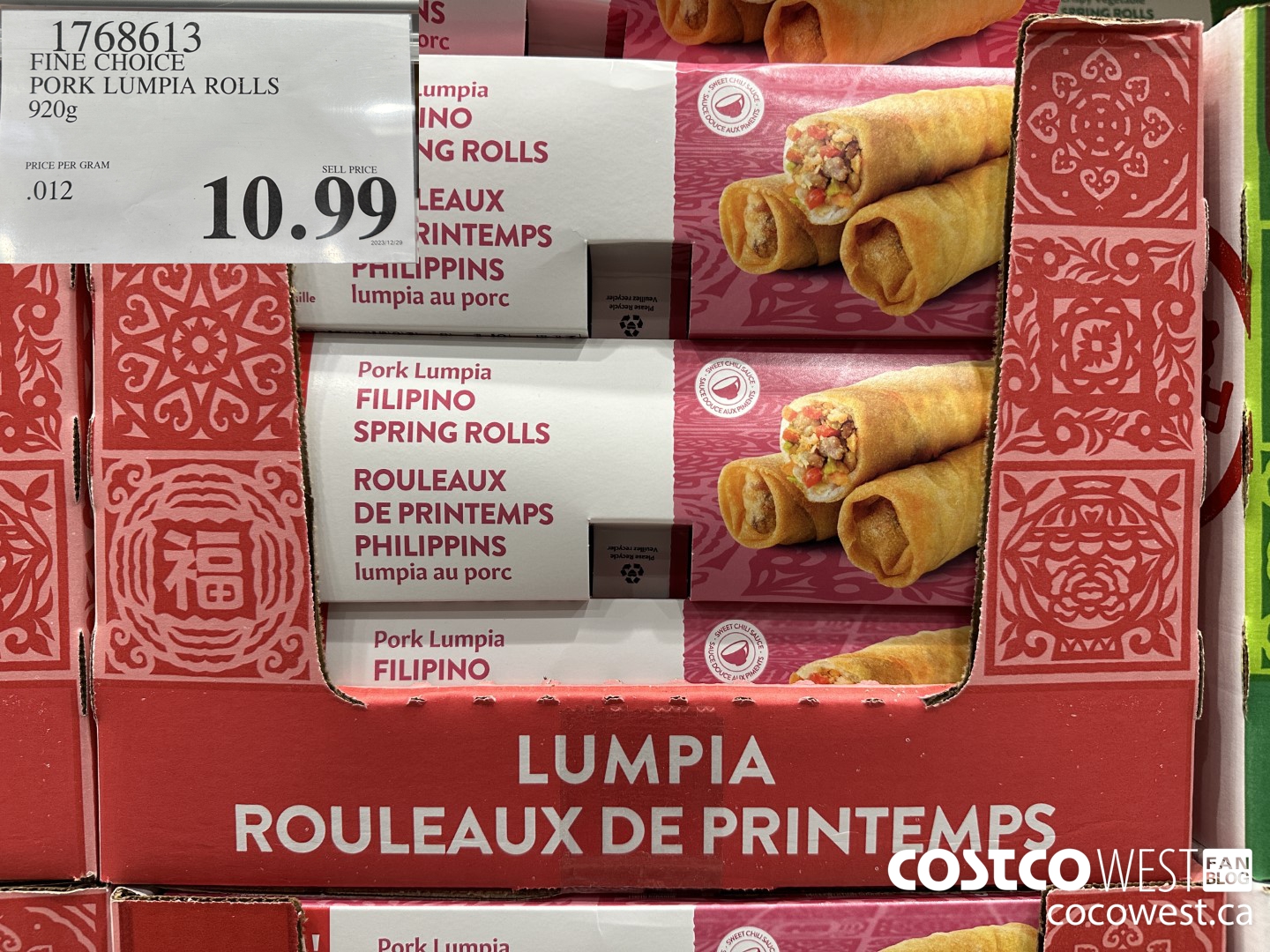 1768613 FINE CHOICE PORK LUMPIA ROLLS 920G $10.99