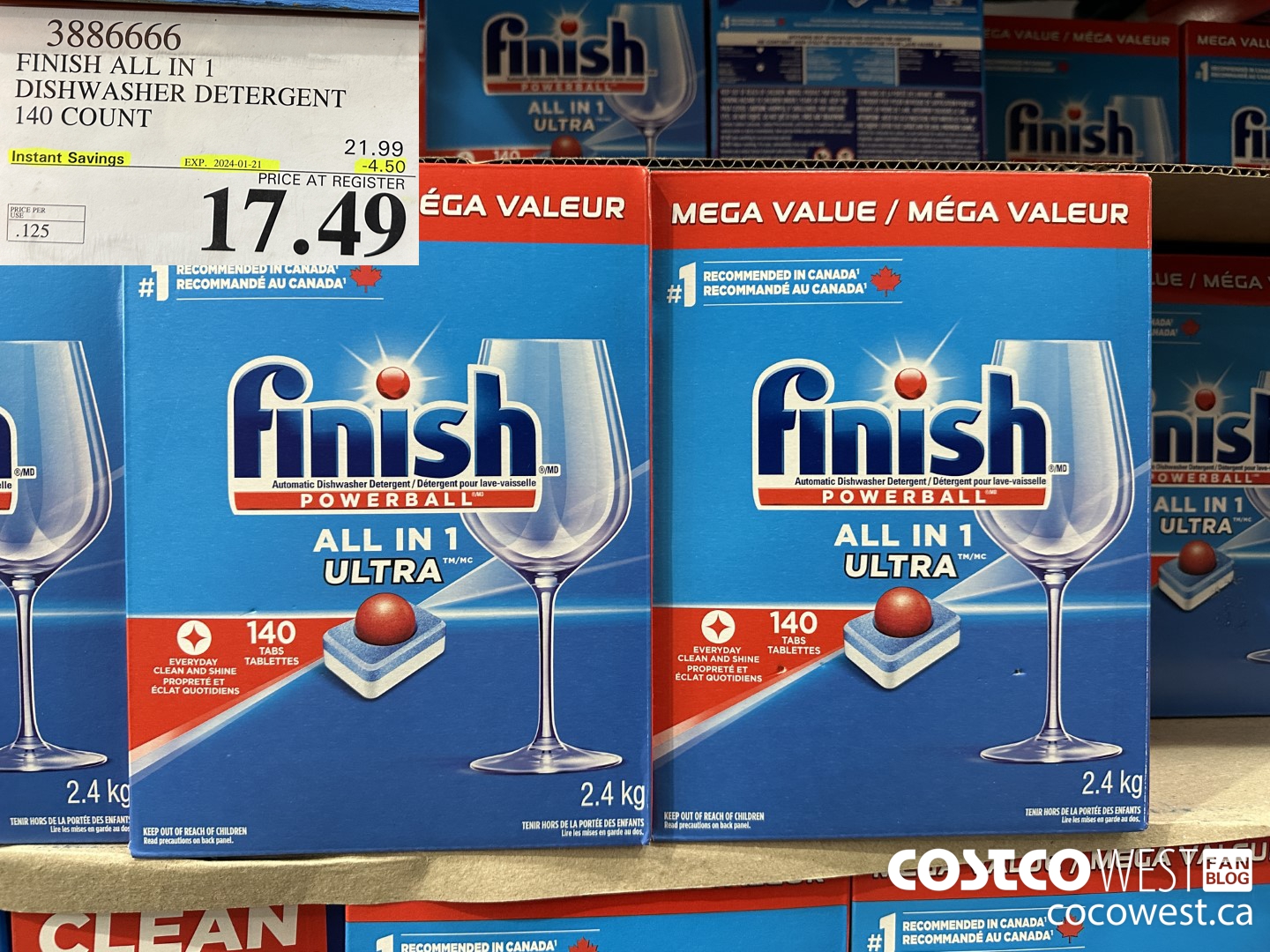 3886666 FINISH ALL IN 1 DISHWASHER DETERGENT 140 COUNT ($4.50 INSTANT SAVINGS EXPIRES ON 2024-01-21) $17.49