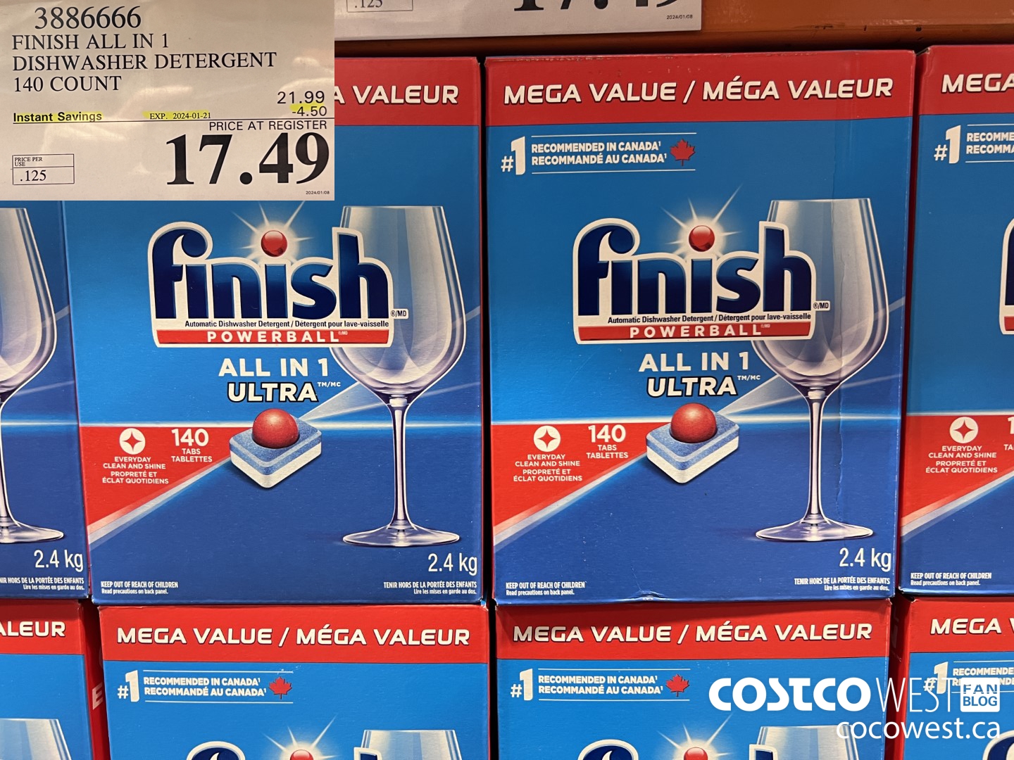 3886666 FINISH ALL IN 1 DISHWASHER DETERGENT 140 COUNT ($4.50 INSTANT SAVINGS EXPIRES ON 2024-01-21) $17.49